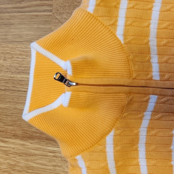 L-RL orange/white stripe zip up cableknit cardigan sz XL - Picture 4 of 4